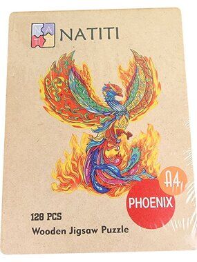 Natiti 128 Piece Wooden Jigsaw Puzzle Phoenix Colorful New In box 9 x 11 Games